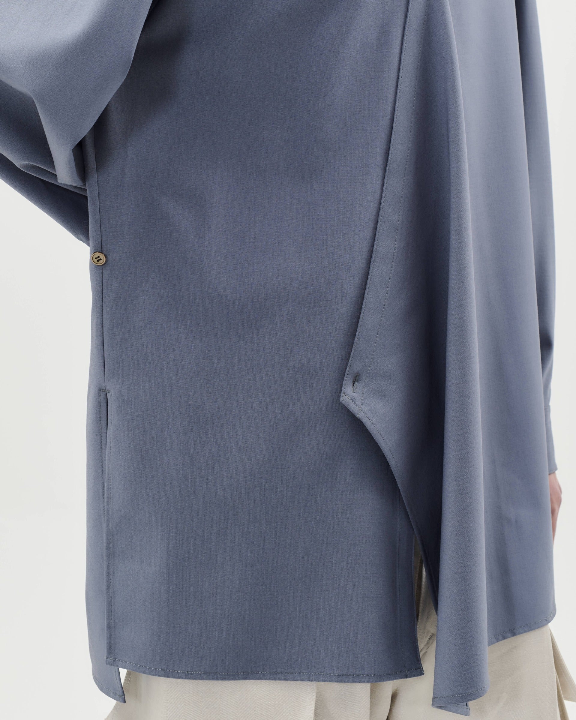 TAOSCHIR F01A-B02401 Overlap-Front Tunic Shirt Gray Blue detail 2