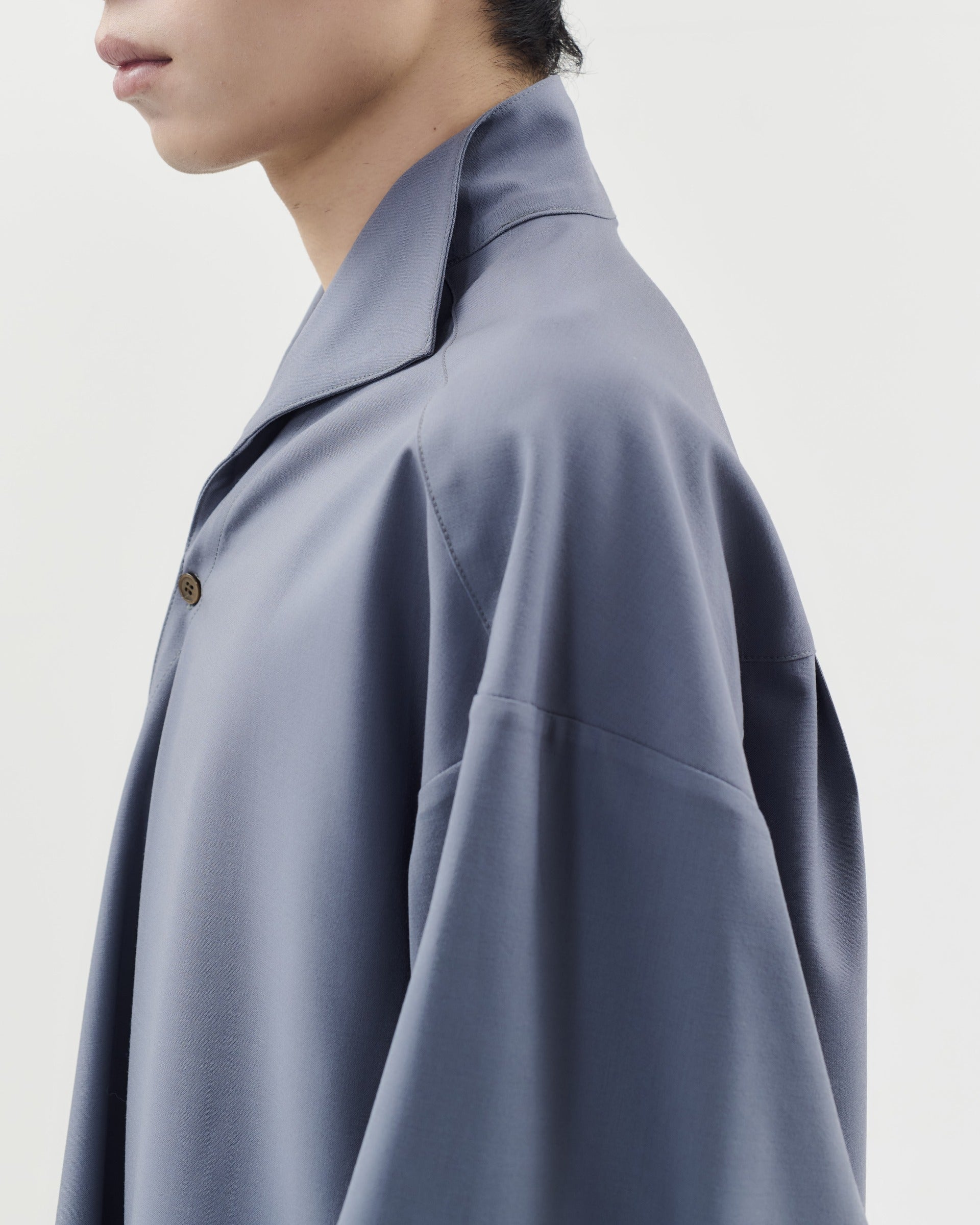 TAOSCHIR F01A-B02401 Overlap-Front Tunic Shirt Gray Blue detail 3