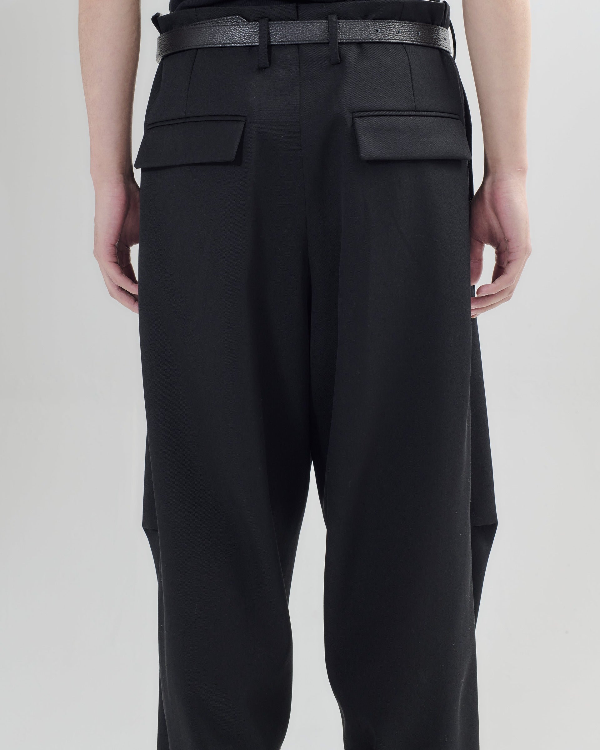 TAOSCHIR F01A-P01200 Wide Tuck Pants Black detail 6