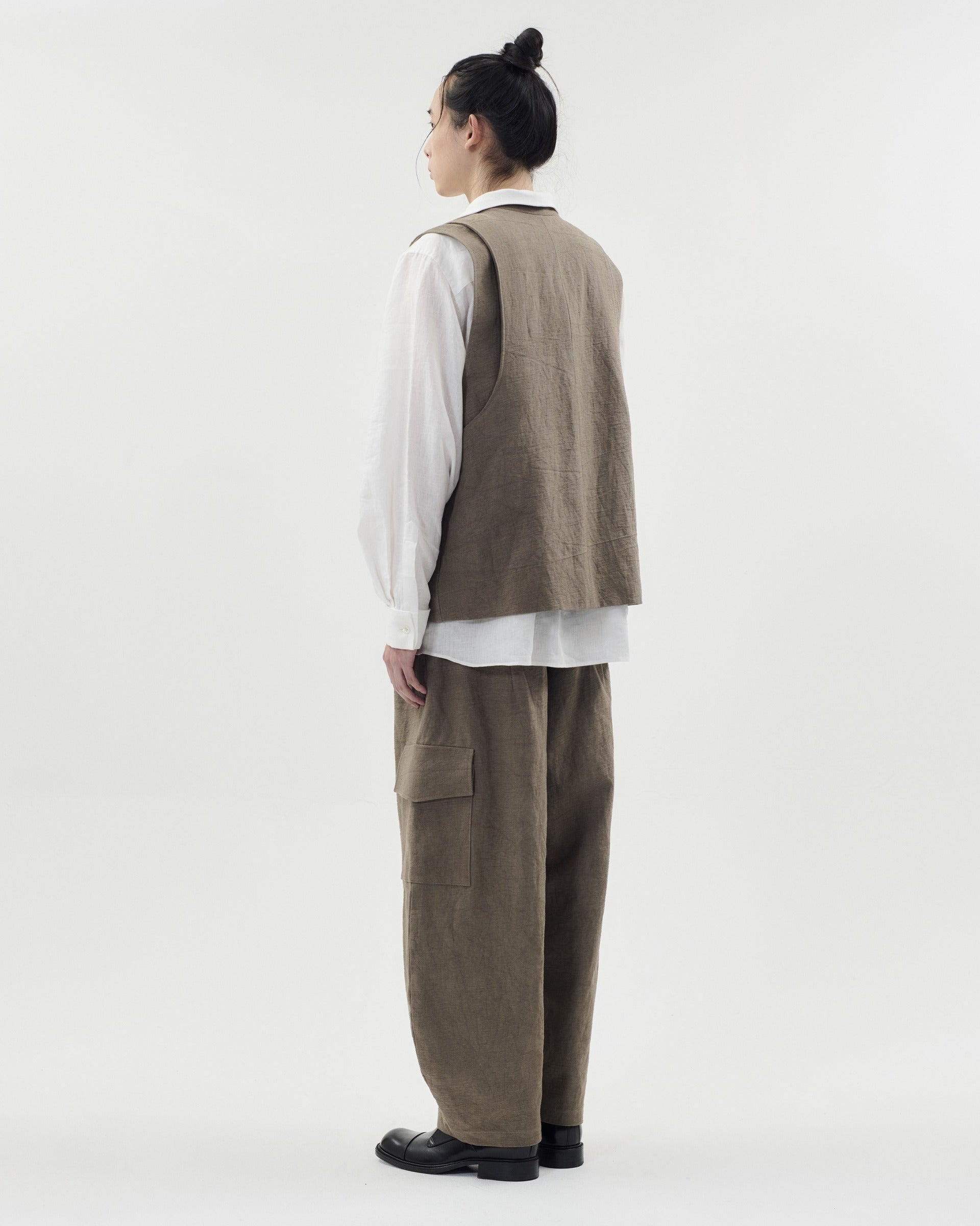 TAOSCHIR F01A-P02300 Volumed Work Pants Brown back