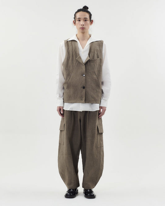 TAOSCHIR F01A-P02300 Volumed Work Pants Brown front